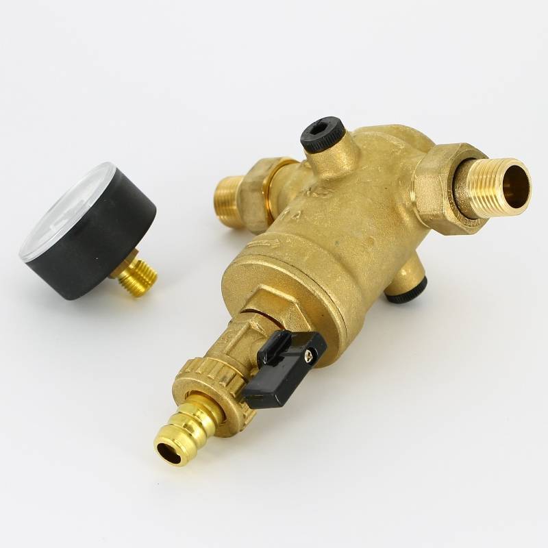 Фильтр промывной Uni-Fitt ВН 1/2 x 3/4 с редукционным соединением и манометром 100 мкм 217A2310