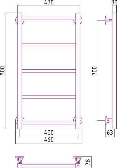Полотенцесушитель водяной Стилье Версия-КН 46x80 см без покрытия 00640-8040