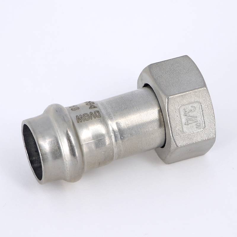 Муфта переходная пресс IBP B-Press Inox с накидной гайкой 18 мм x 3/4 нержавеющая сталь PS43550180600