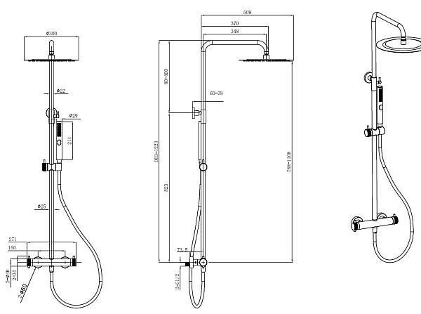 Душевая стойка Allen Brau Fantasy с термостатом черный матовый 5.11001-31