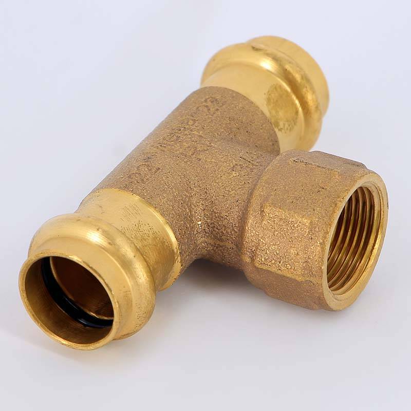 Тройник пресс с наружной резьбой Viega Sanpress 22х3/4х22 бронза 194123