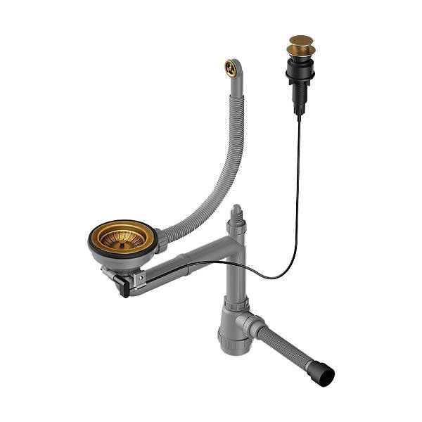 Арматура для одночашевых моек Omoikiri WK-1CL-R-A-AB022 с круглым переливом античная латунь 4957092