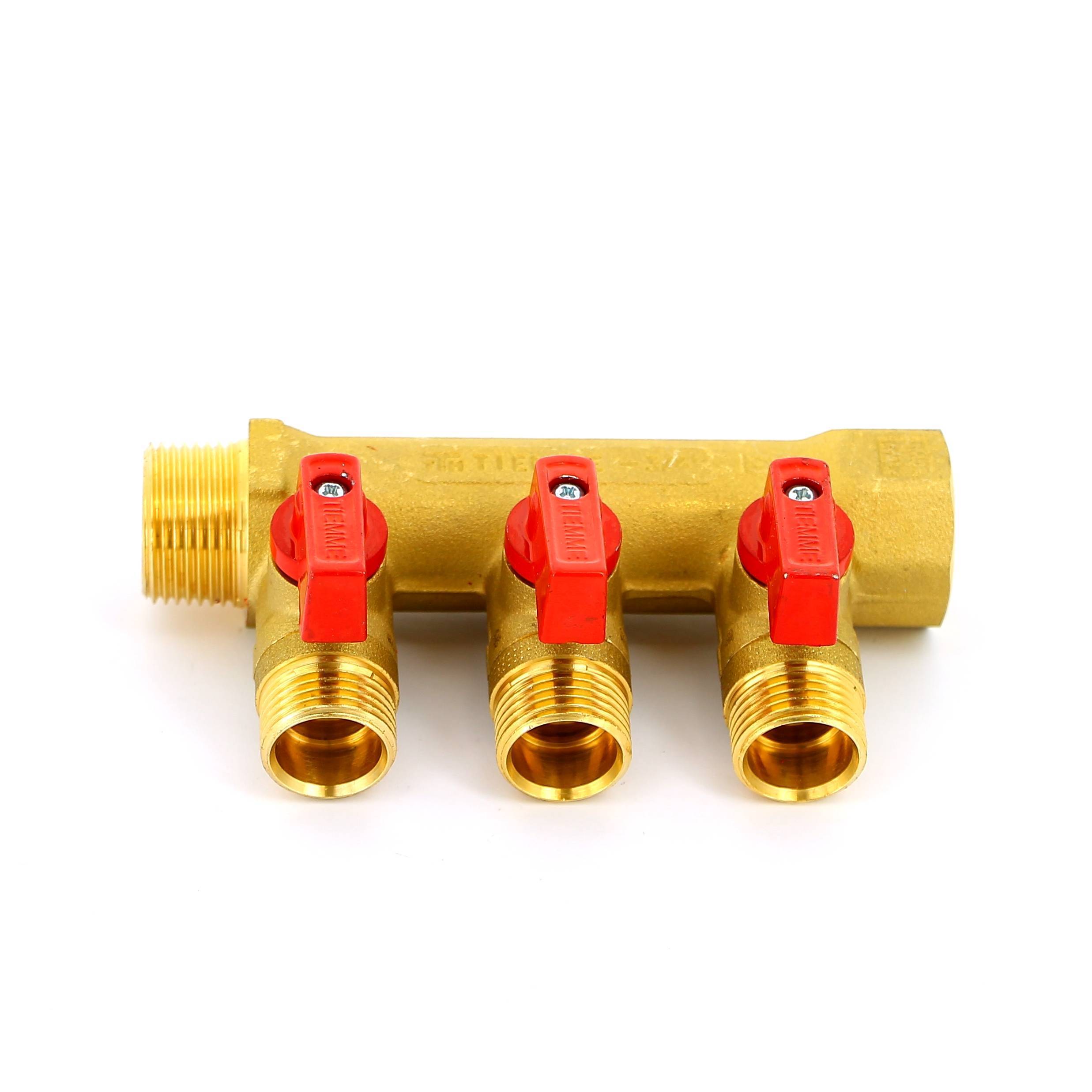 Коллектор с шаровыми кранами Tiemme 3/4х1/2 3 выхода 36 мм 1820001