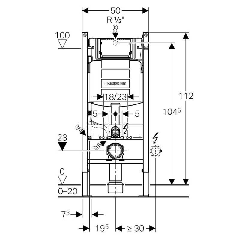 Система инсталляции для подвесного унитаза Geberit Duofix Basic 112 см с бачком Delta 12 см 111.153.00.1