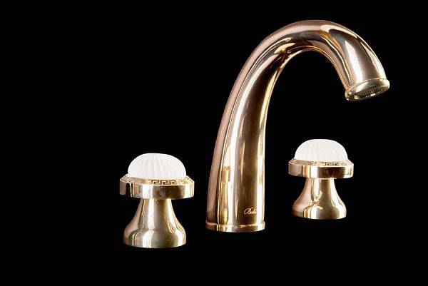 Смеситель для раковины на 3 отверстия Boheme Satine золото 297-ST