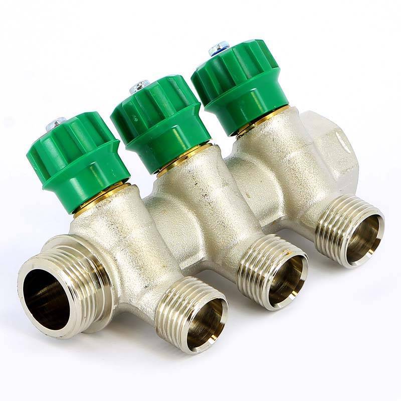 Коллектор с вентилями Tiemme 3/4 3 выхода 1/2 36 мм 1840002