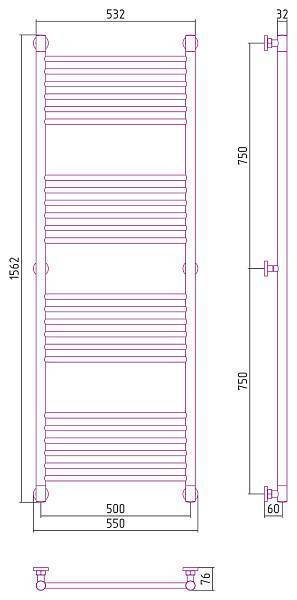 Полотенцесушитель водяной Сунержа Богема 500x1500 мм матовый белый 30-0220-1550