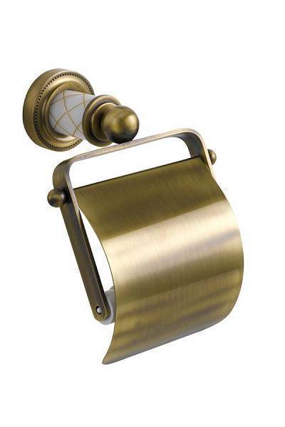 Держатель туалетной бумаги подвесной Boheme Murano с крышкой бронза 10901-W-BR