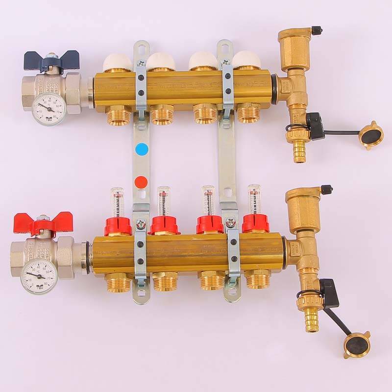 Коллекторная группа с регулировочными и термостатическими вентилями TIEMME 1 1/4x3/4 EK 5 выходов 3870133