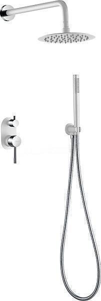 Душевой комплект Boheme Uno смеситель встраиваемый с верхним и ручным душем white/chrome 464-WCR