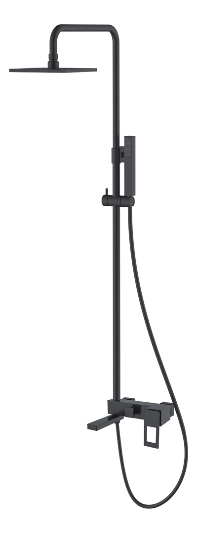 Душевая стойка Boheme Q со смесителем и верхним душем 20 см черный 148-BB