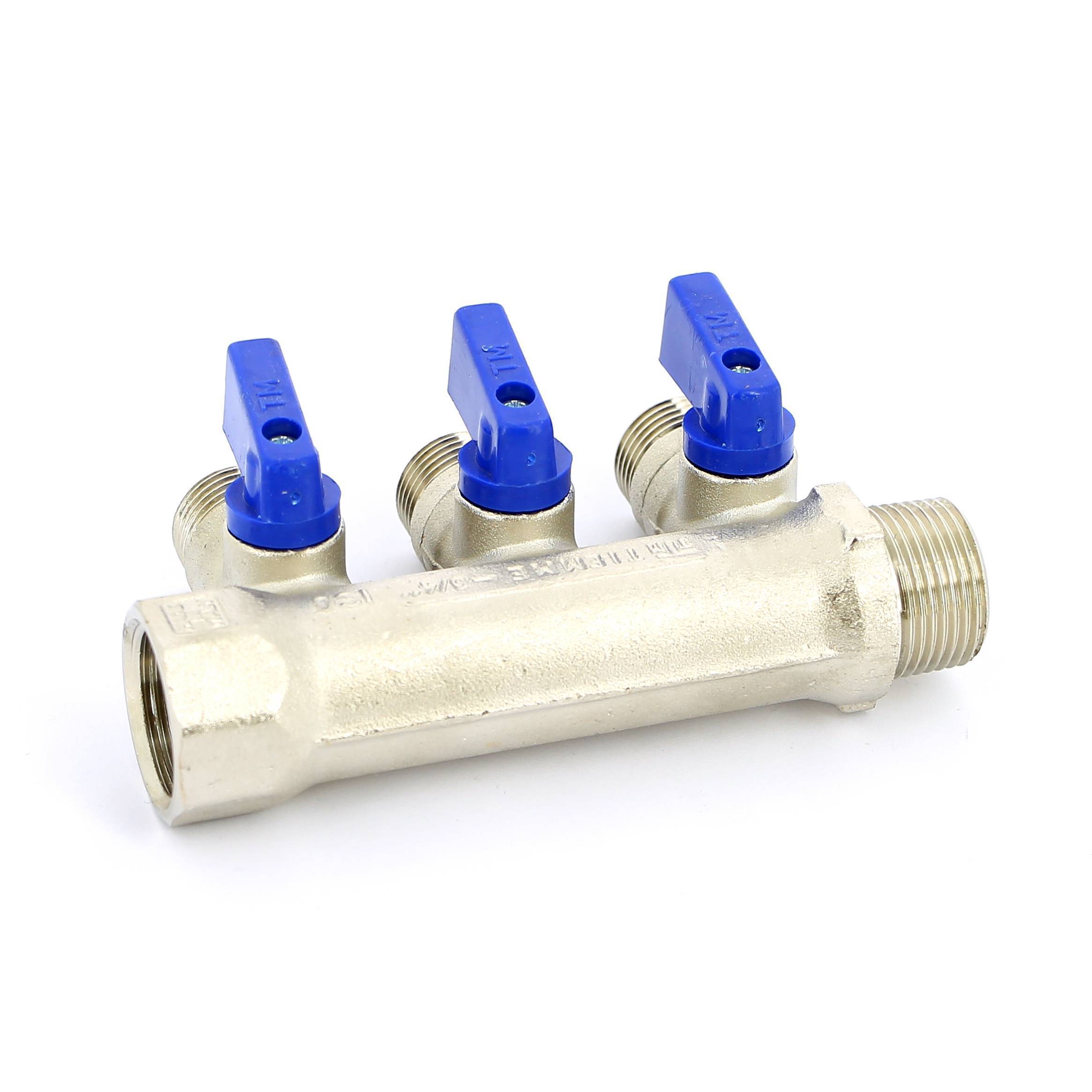 Коллектор с шаровыми кранами Tiemme 3/4х1/2 3 выхода 36 мм 1820003