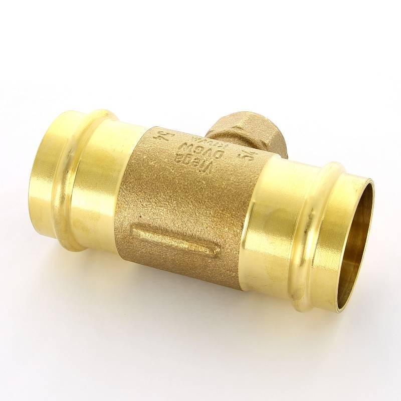 Тройник пресс-В Viega Sanpress 54х1х54 бронза 361228