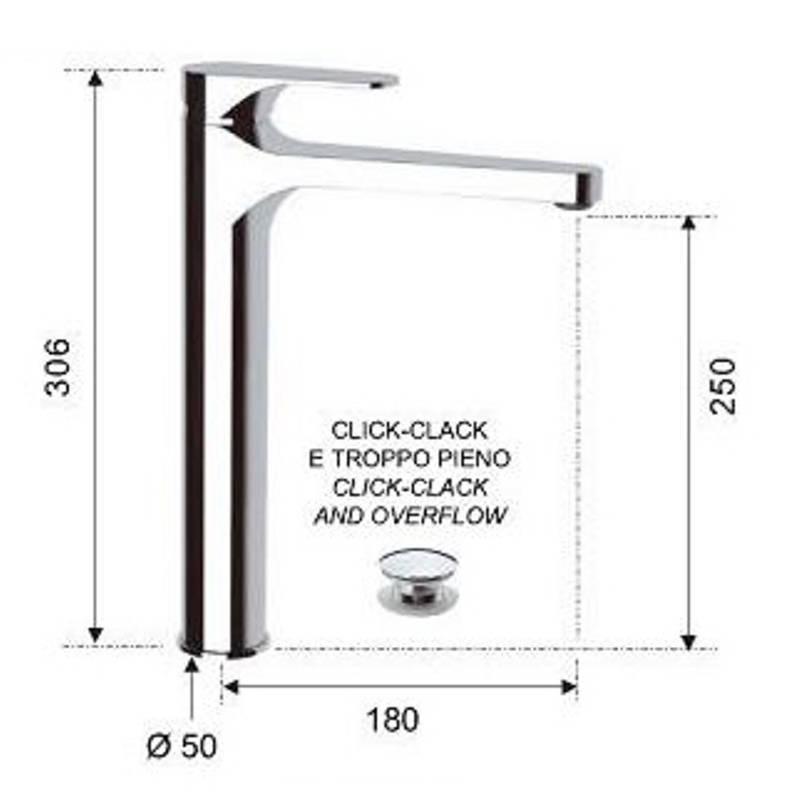 Смеситель для раковины Remer Class Line средний без донного клапана хром L11L