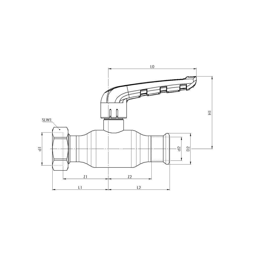 Кран шаровой пресс KAN-therm Steel 42 мм x 1 3/4 с накидной гайкой оцинкованная сталь 1509278012