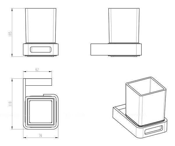 Стакан для зубных щеток подвесной Boheme Q антрацит 10944-SGM