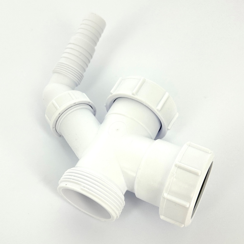 Тройник 1 1/2 х 1 1/2 х 40 мм с адаптером под углом для подкл. слива бытовой техники