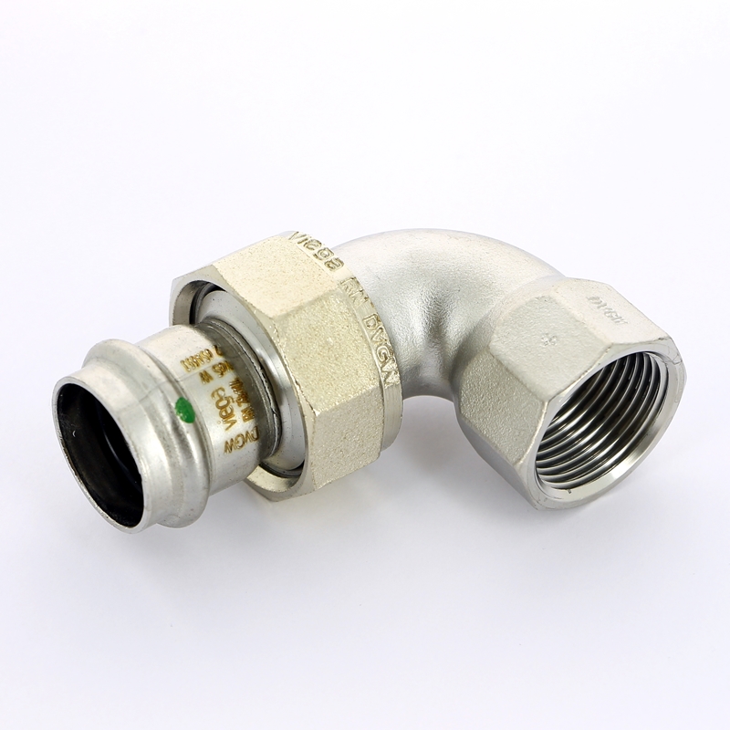 Угол пресс-B 28x1' с разъемным соединением и плоск. прокладкой, нерж.сталь Sanpress Inox SC-Contur