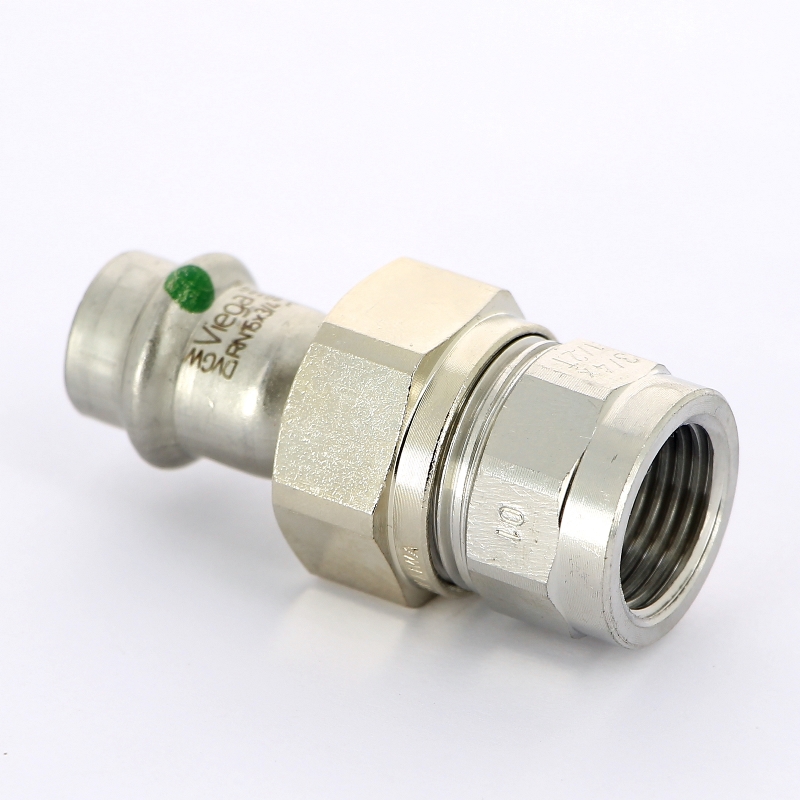 Муфта пресс-В 15x1/2' с разъемным соединением и плоск. прокладкой нерж.сталь Sanpress Inox SC-Contur