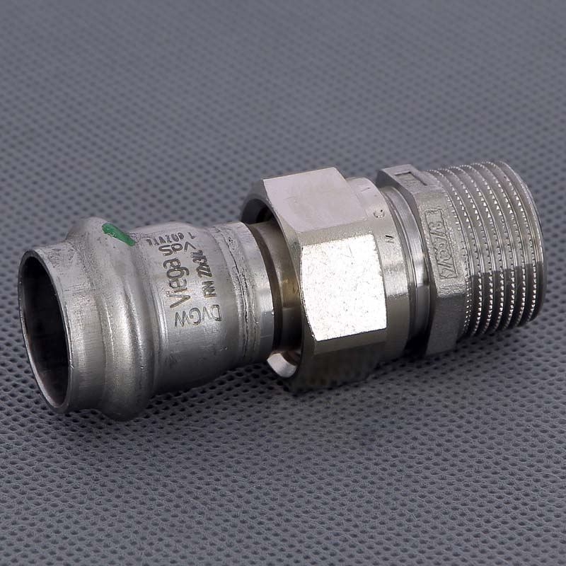 Муфта пресс-Н 22x3/4' с разъемным соединением и плоск. прокладкой нерж.сталь Sanpress Inox SC-Contur