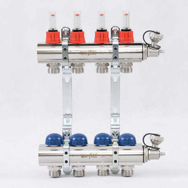Колл.группа 1 х 4 вых 3/4 с расходомерами и термостатическими вентилями