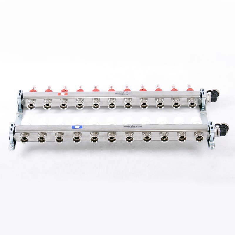 Колл.группа 1 х 11 вых 3/4 с расходомерами и термостатическими вентилями, нерж. сталь