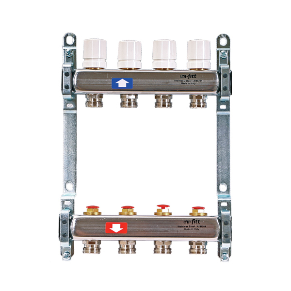 Колл.группа 1 х 8 вых 3/4 с балансировочными и термостатическими вентилями без конц, нерж. cталь