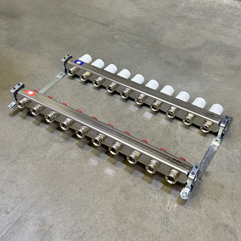 Колл.группа 1 х 10 вых 3/4 с балансировочными и термостатическими вентилями без конц, нерж. cталь