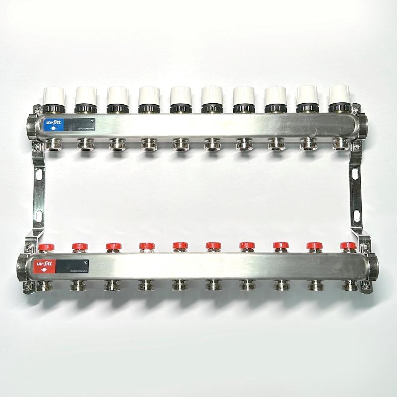 Колл.группа 1 х 10 вых 3/4 с балансировочными и термостатическими вентилями без конц, нерж. cталь