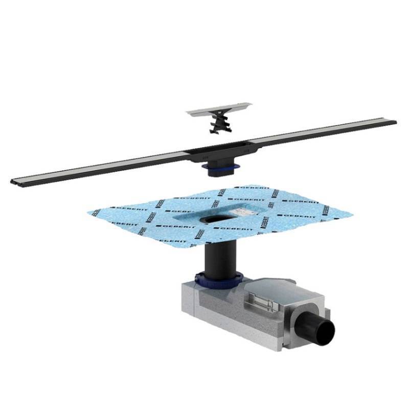 Комплект душевого лотка Geberit CleanLine20 154.152.00.1 / 154.450.00.1 черный / нержавеющая сталь