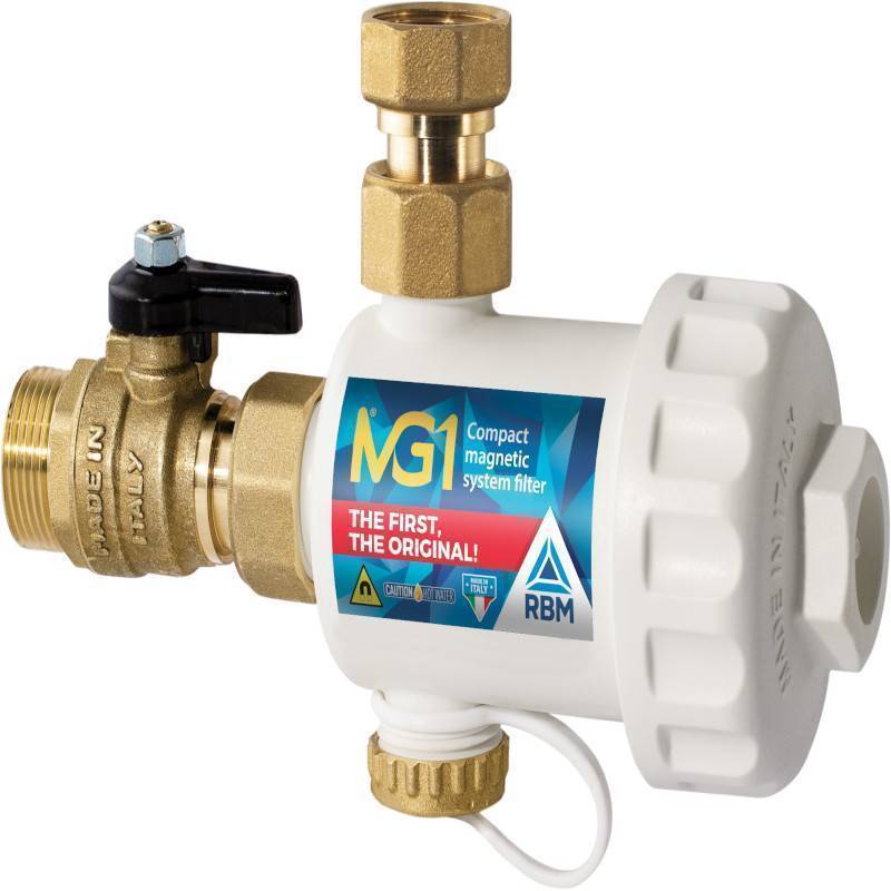 Фильтр-грязеуловитель магнитный RBM MG1 3/4 белый 3070.05.50