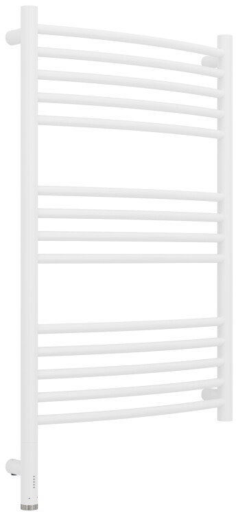 Полотенцесушитель электрический Сунержа Богема 3.1 выгнутая 800x500 мм МЭМ нижнее левое подключение белый матовый 3060028050