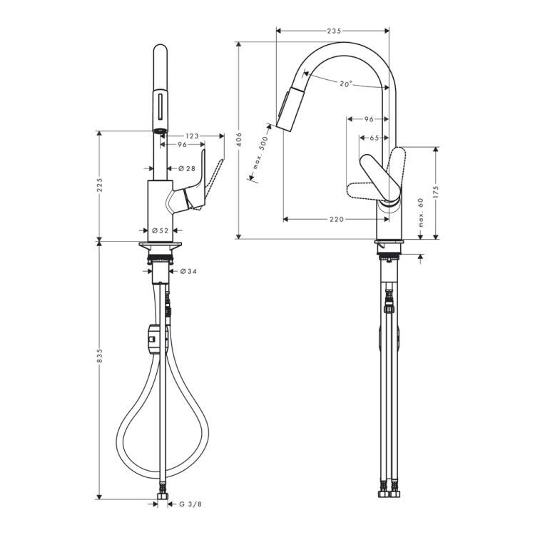 Смеситель для кухни Hansgrohe Focus M41 Eco нержавеющая сталь 31833800