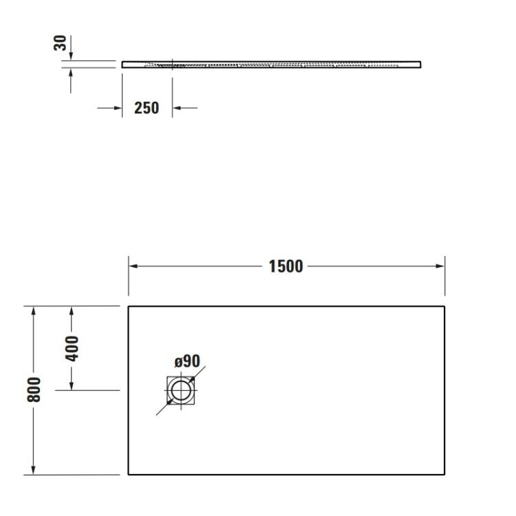 Душевой поддон Duravit Sustano 1500x800 мм белый матовый 720283740000000
