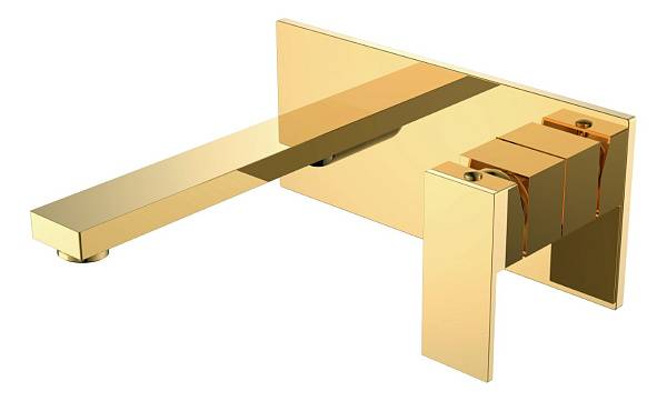 Смеситель для раковины настенный Boheme Qubic золото 475-G