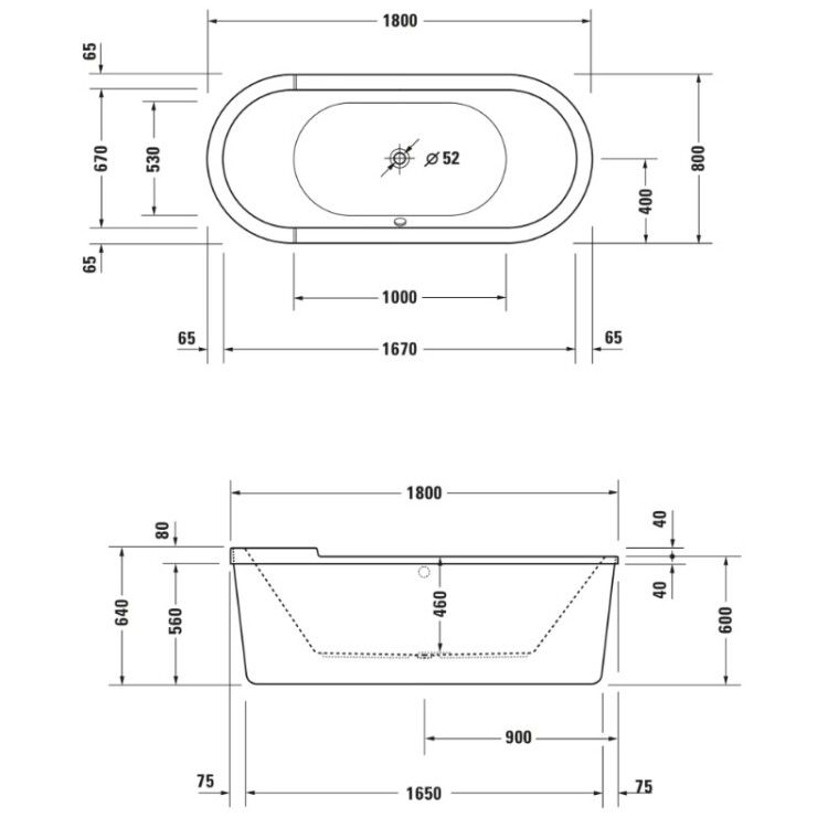 Ванна отдельностоящая Duravit Starck 1800x800x600 мм акриловая белая 700010000000000
