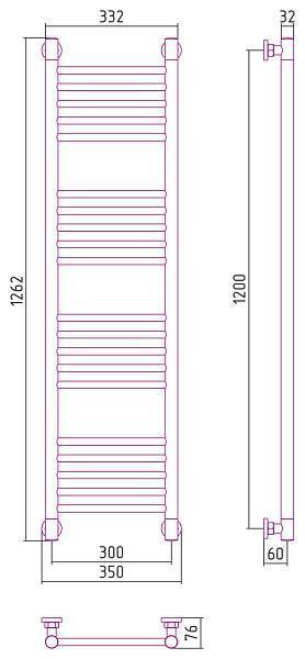Полотенцесушитель водяной Сунержа Богема+ 300x1200 мм матовый черный 31-0220-1230