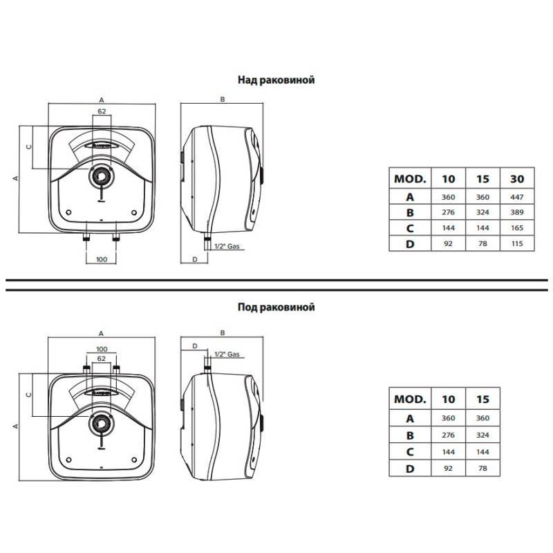 Водонагреватель электрический накопительный Ariston ABS ANDRIS LUX 15 UR 15 л под раковиной 3100607