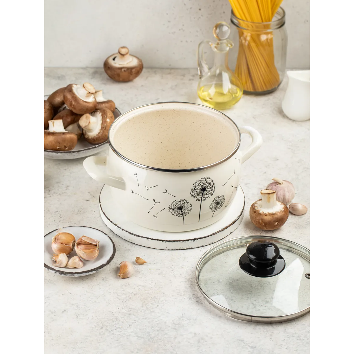 Кастрюля эмалированная Metrot Одуванчик 5.7 л 7275