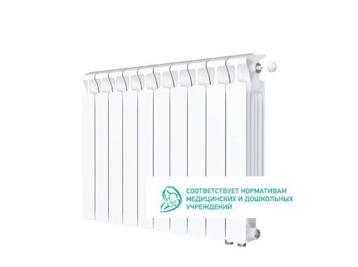 Радиатор биметаллический Rifar Monolit Ventil 500 10 секций нижнее правое подключение белый RMV50010R