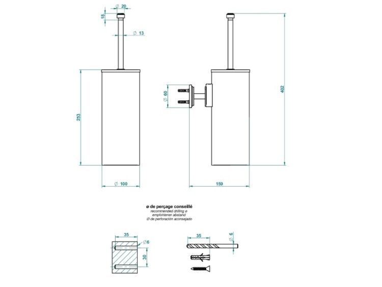 Ершик THG Fauborg настенный с крышкой цвет никель G2JB014720C