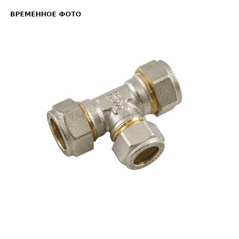 Тройник обжимной латунный Tiemme 18х18х18 мм никелированный 1100052