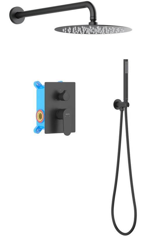 Душевой комплект 3 в 1 Aquanet Oberon 2 режима матовый черный AQ1272MB