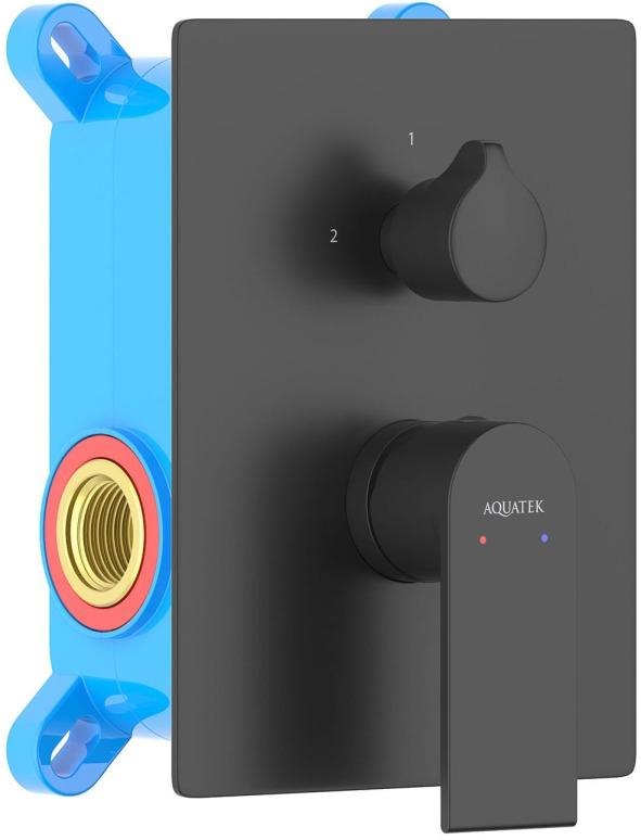 Смеситель для ванны Aquanet ЛИРА скрытого монтажа 2 режима (внешняя и скрытая часть) матовый черный AQ1446MB