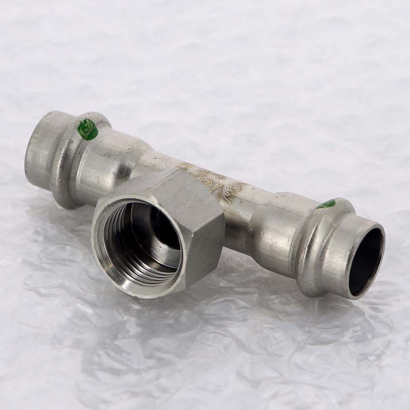 Тройник пресс Sanpress Inox Viega нержавеющая сталь 15х1/2х15 мм ВР 437145