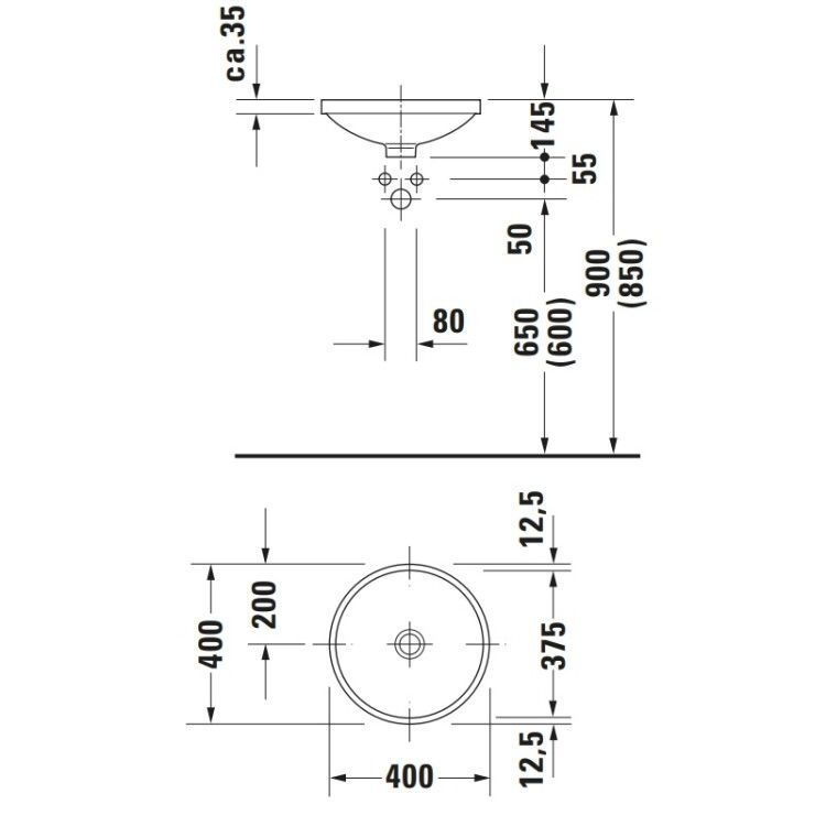 Раковина встраиваемая Duravit Architec 375x375 мм белая 0319370000