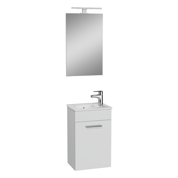 Комплект Тумба под раковину и зеркало VitrA Mia 37.5х28х59.5 см петли справа белый 75022