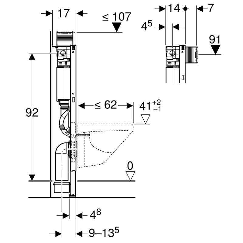 Монтажный элемент Geberit Duofix для подвесного унитаза 98 см бачок Omega 12 см 111.030.00.1