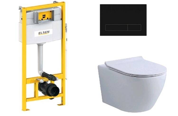 Комплект инсталляция с подвесным унитазом ELSEN E16 360x530x360 мм клавиша черный матовый EIN5001120E16blackmatt817B2Set