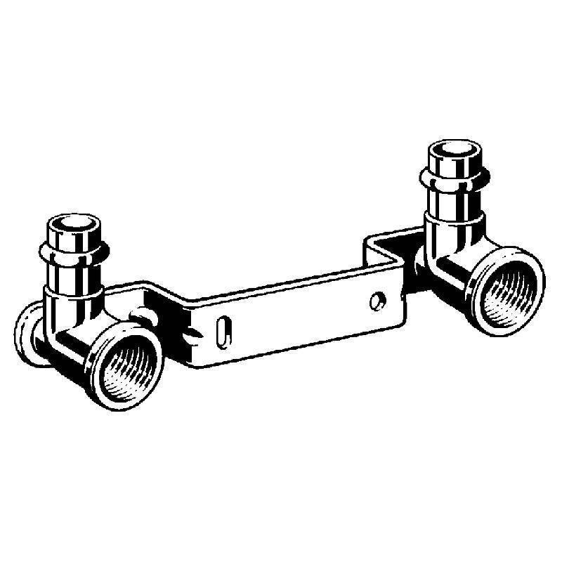 Водорозетка пресс двойная на рельефной планке Viega Sanpress 15х1/2 ВР межосевое расстояние 150 мм 295462